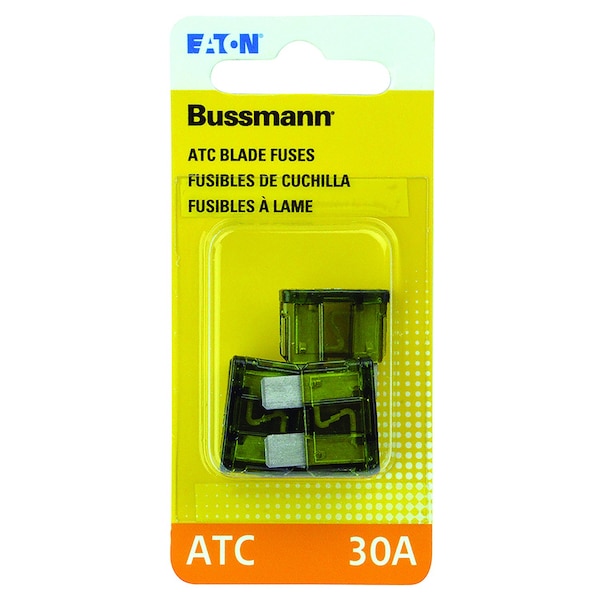 Eaton Bussmann Automotive Fuse, ATC Series, 30A, 32V DC, Non-Indicating, 5 PK BP/ATC-30-RP - main